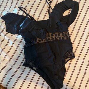 Black Off-Shoulder Bodysuit/swimsuit